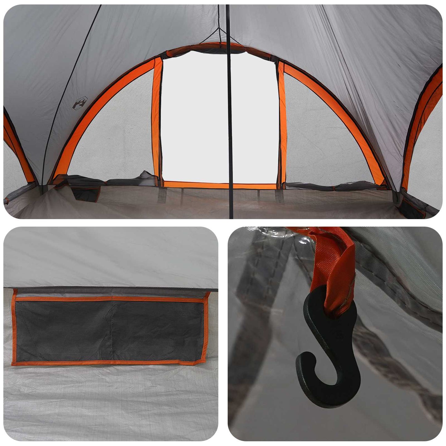 Tipi Tent Grey and Orange 18-Person Polyester and Steel