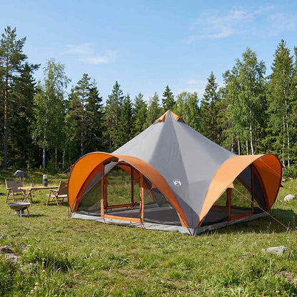 Tipi Tent Grey and Orange 18-Person Polyester and Steel