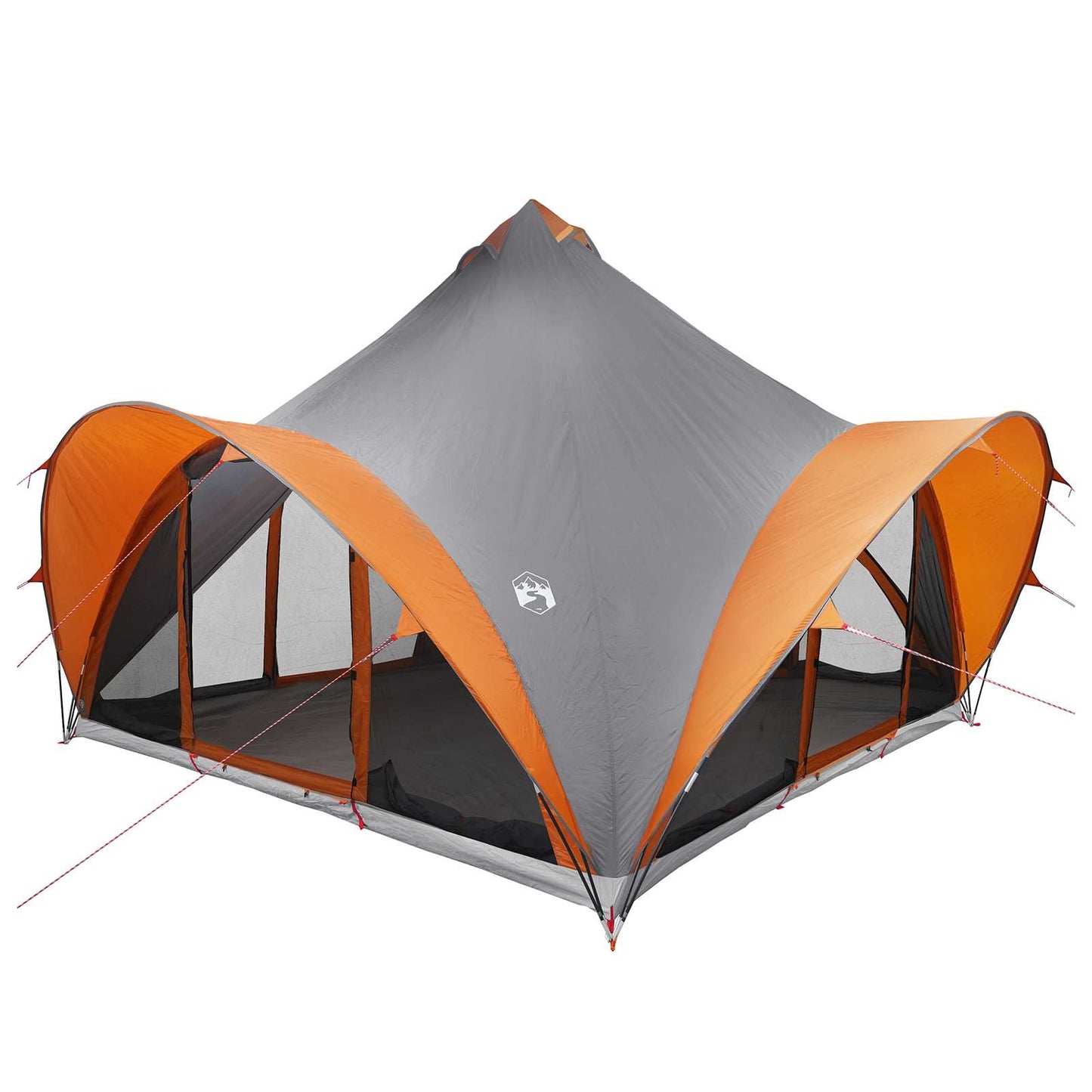 Tipi Tent Grey and Orange 6-Person Polyester and Steel