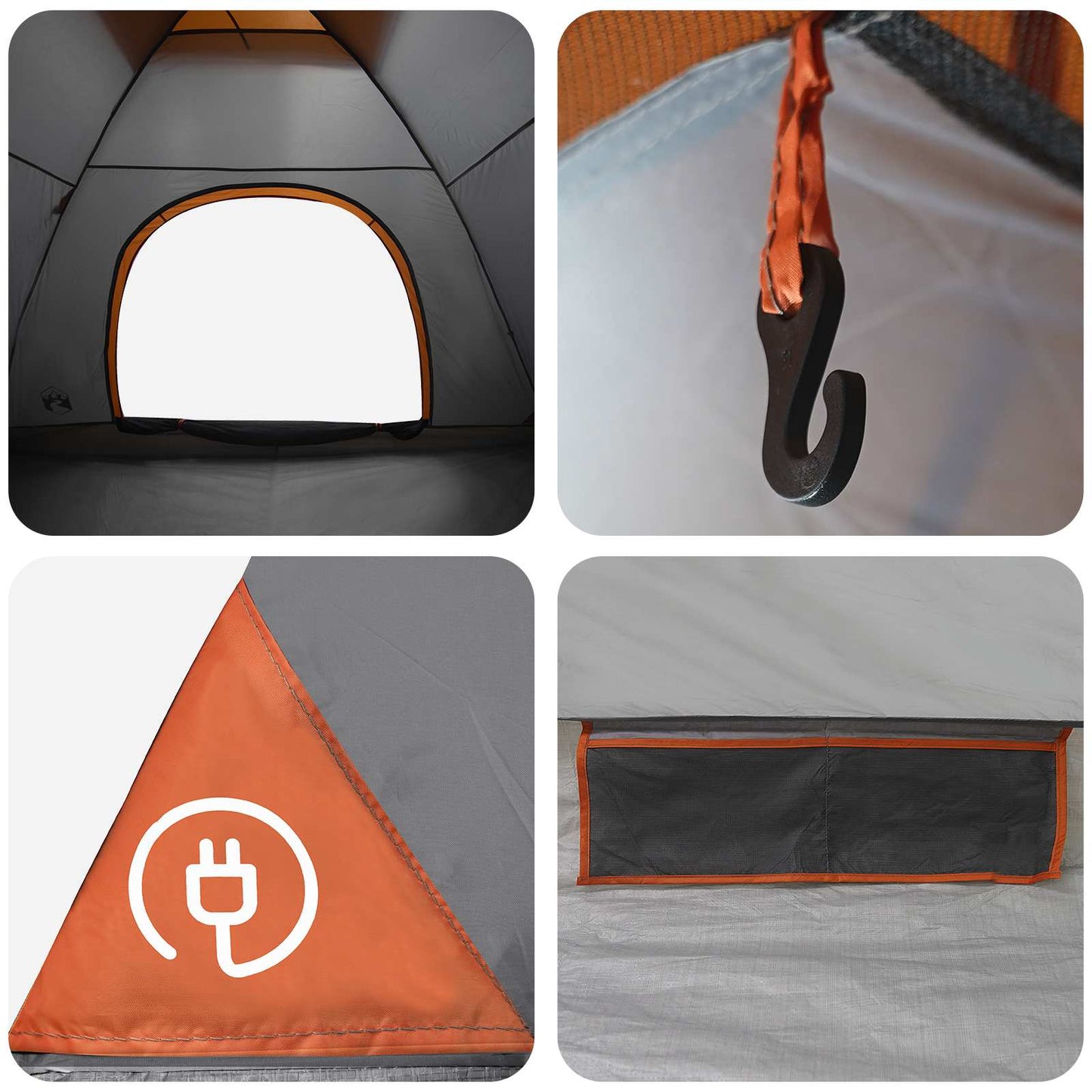 Camping Tent with Roof Grey and Orange 335 x 275 x 180 cm