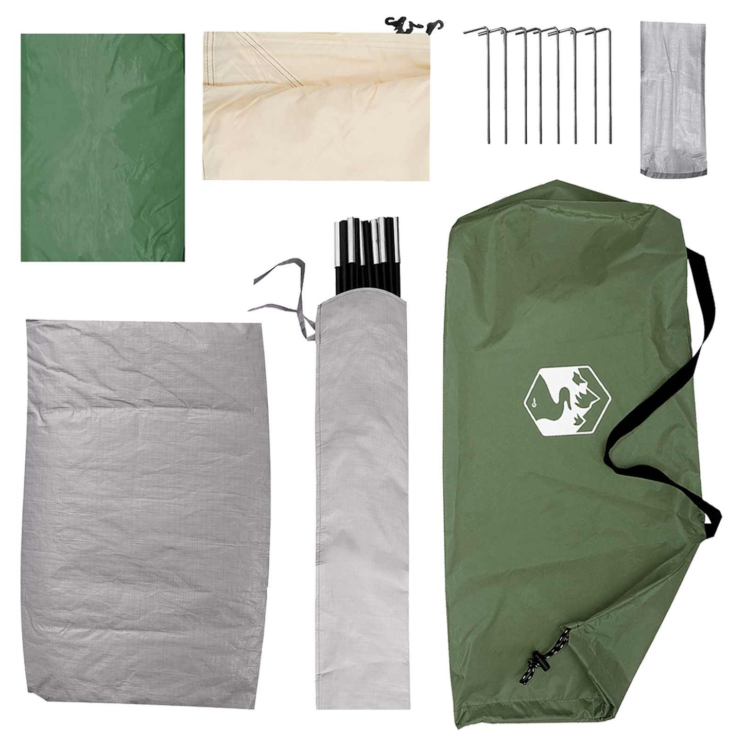 Camping Tent with Roof Green 2-Person Polyester and Steel