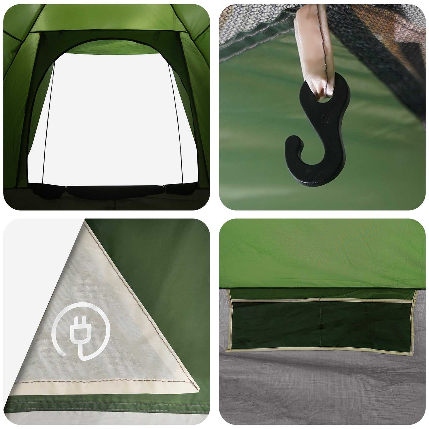 Camping Tent with Roof Green 2-Person Polyester and Steel