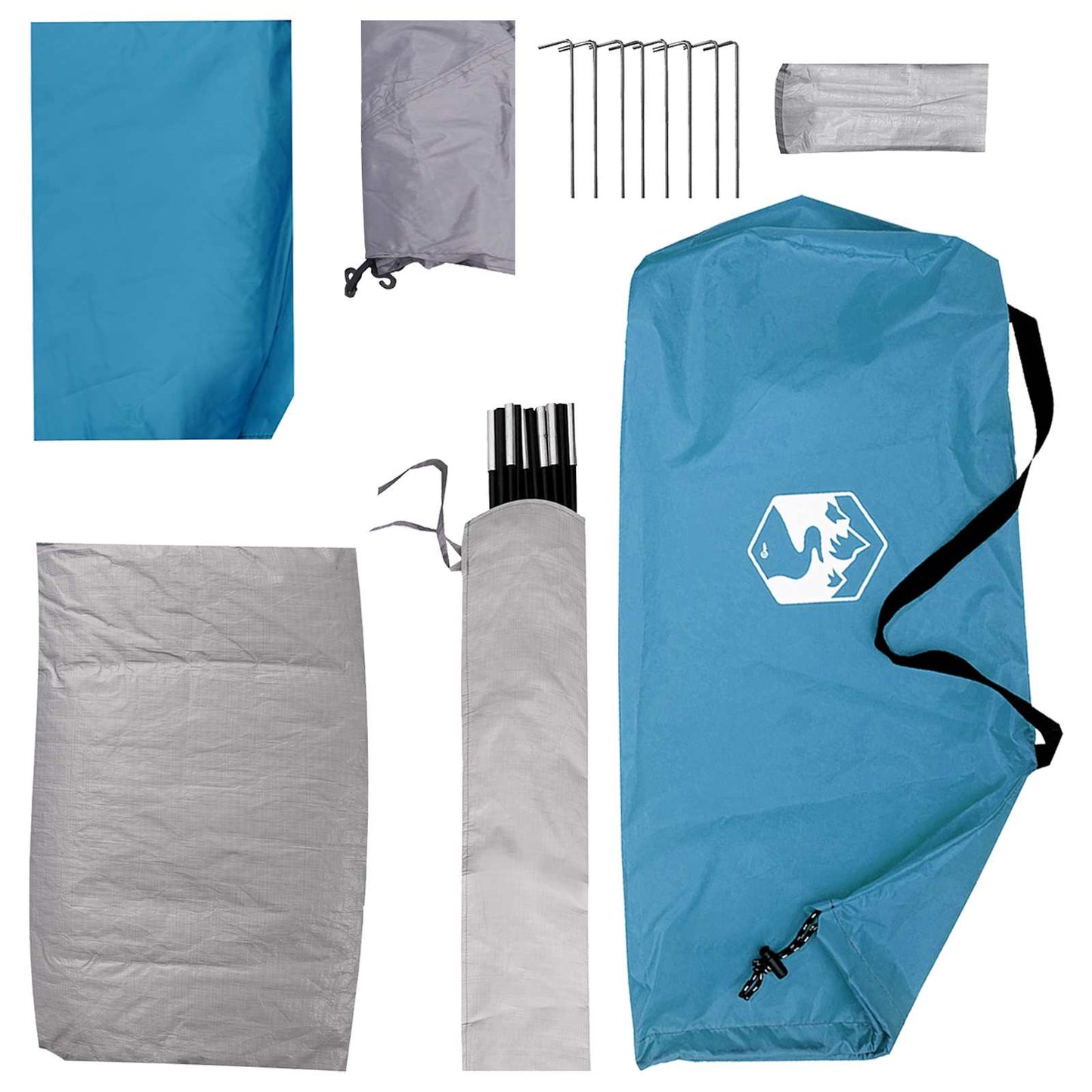 Camping Tent with Roof Blue 2-Person Polyester and Steel
