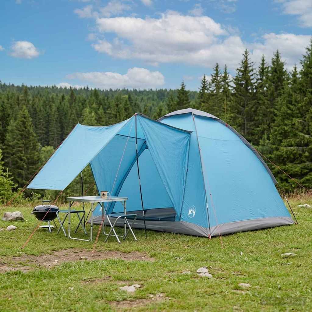 Camping Tent with Roof Blue 2-Person Polyester and Steel