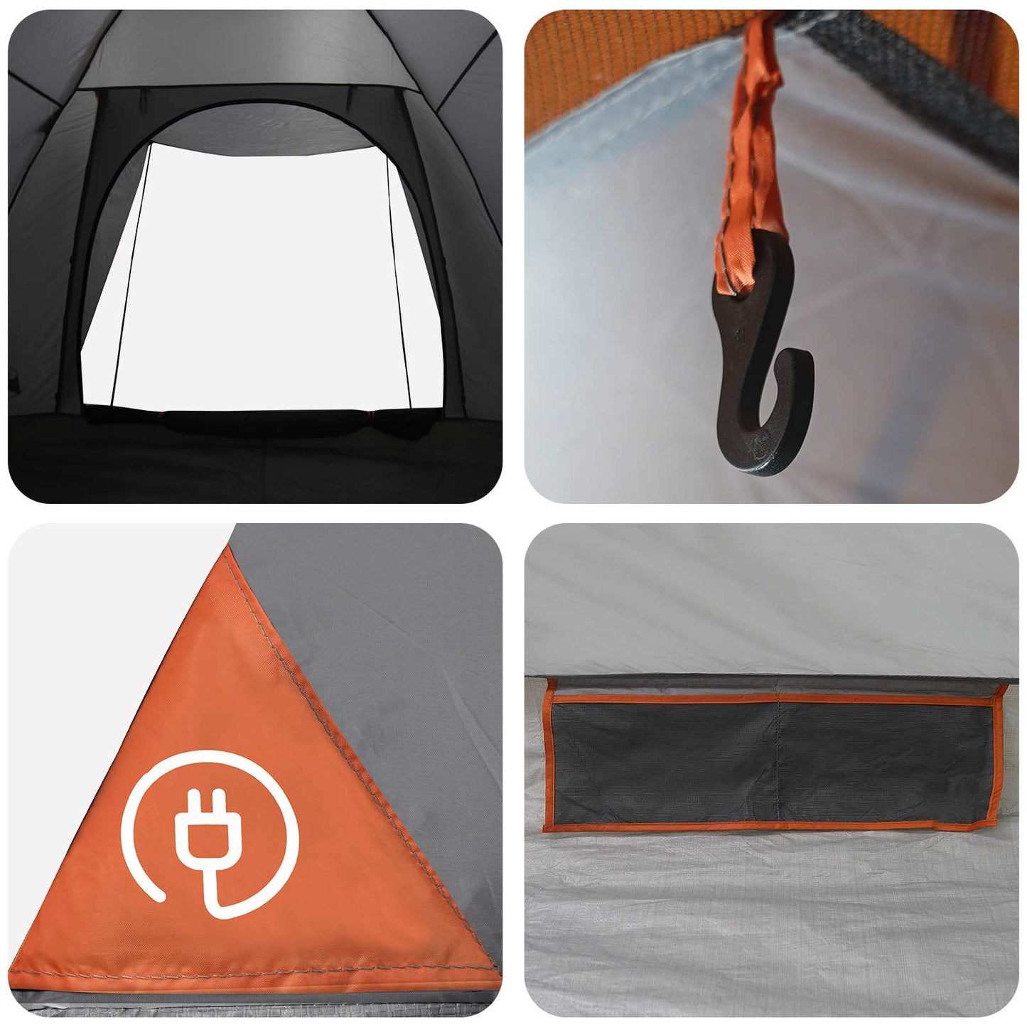 Camping Tent Grey and Orange 2-Person Polyester and Steel