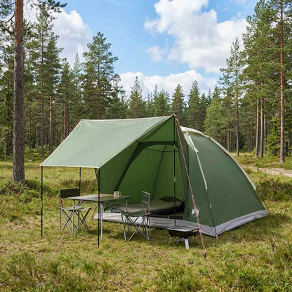 Camping Tent with Roof Green 4-Person Polyester and Steel