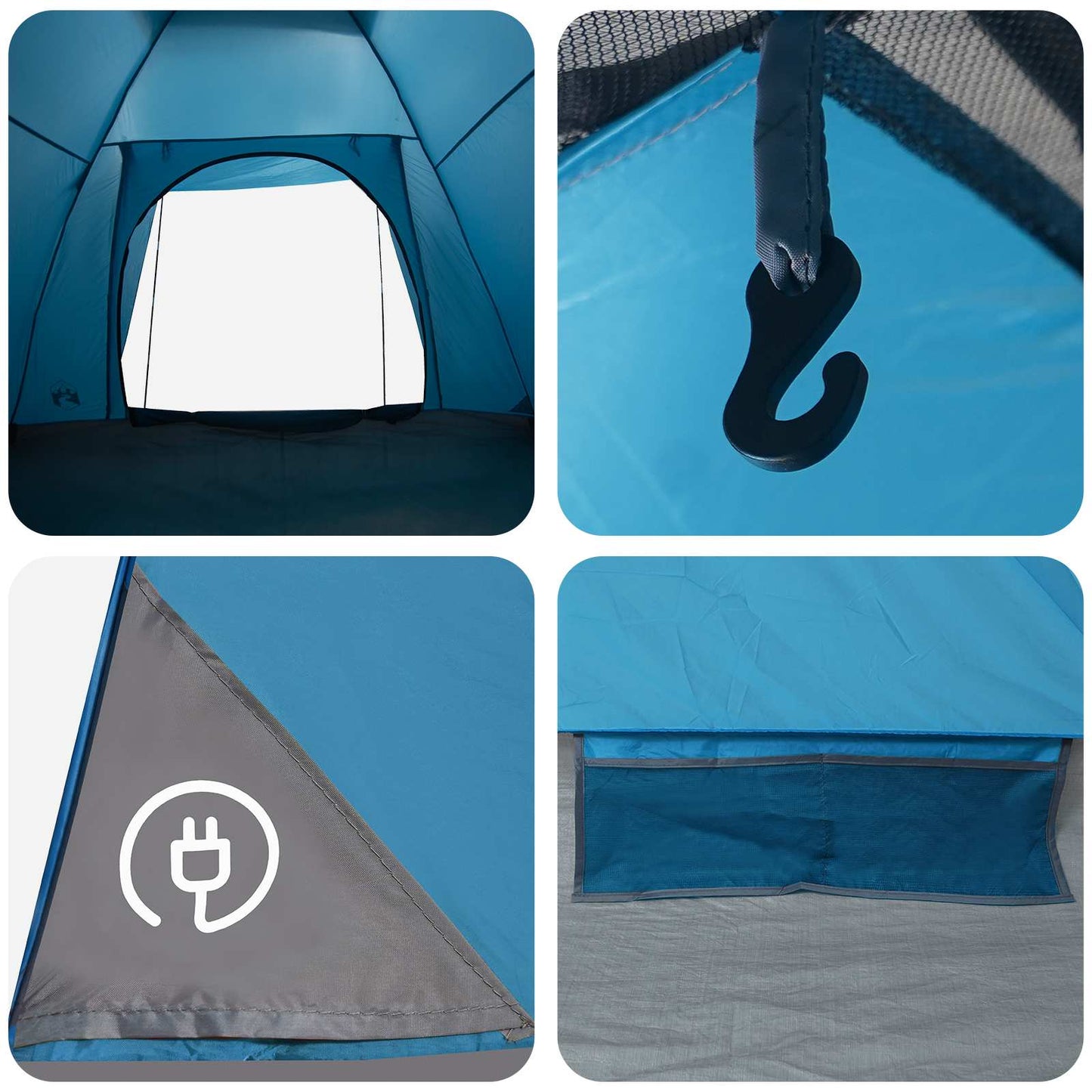 Camping Tent with Roof Blue 4-Person Polyester and Steel