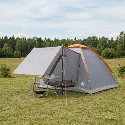 Camping Tent Grey and Orange 4-Person Polyester and Steel