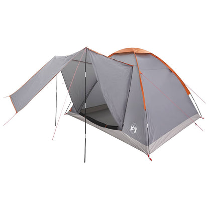 Camping Tent Grey and Orange 4-Person Polyester and Steel