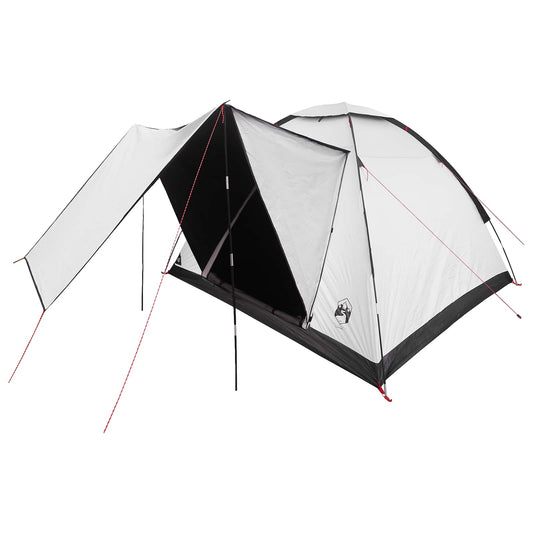 Camping Tent 4-Person White Blackout Polyester and Steel