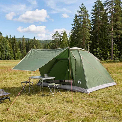 Camping Tent with Roof Green 6-Person Polyester and Steel