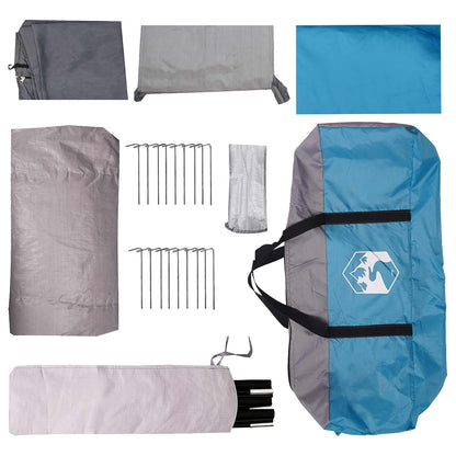Tunnel Tent with Roof Blue 8-Person Polyester and Steel