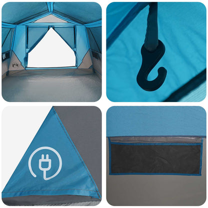 Tunnel Tent with Roof Blue 10-Person Polyester and Steel