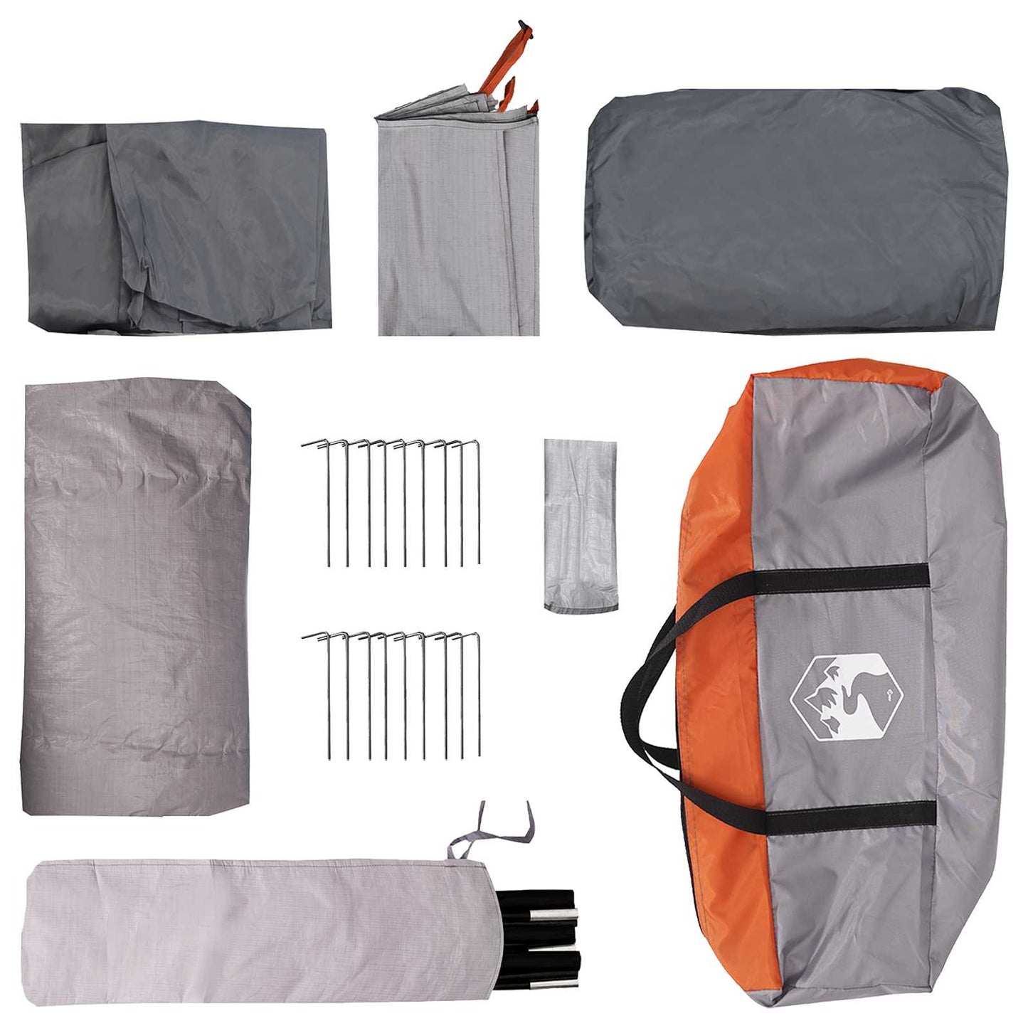 Tunnel Tent with Roof Grey and Orange 366 x 244 x 198 cm