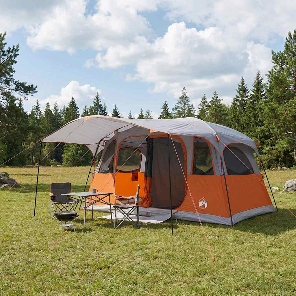 Tunnel Tent with Roof Grey and Orange 366 x 244 x 198 cm
