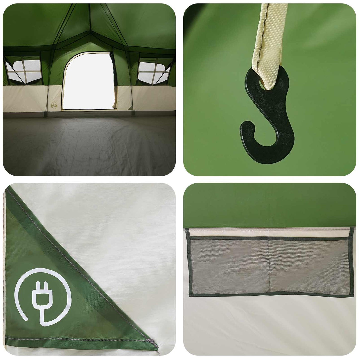 Family Tent Green 487 x 340 x 216 cm Polyester and Steel