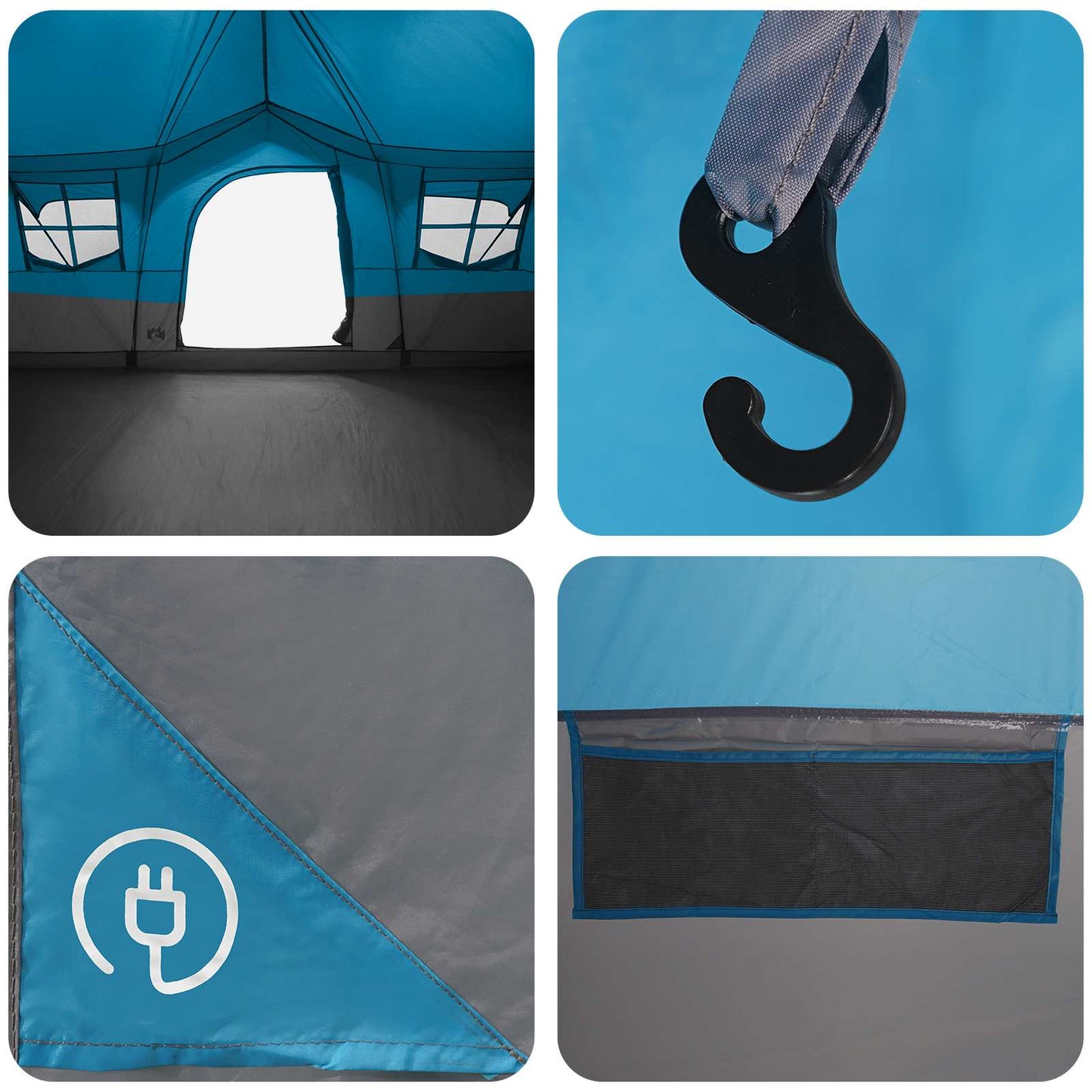 Family Tent Blue 487 x 340 x 216 cm Polyester and Steel