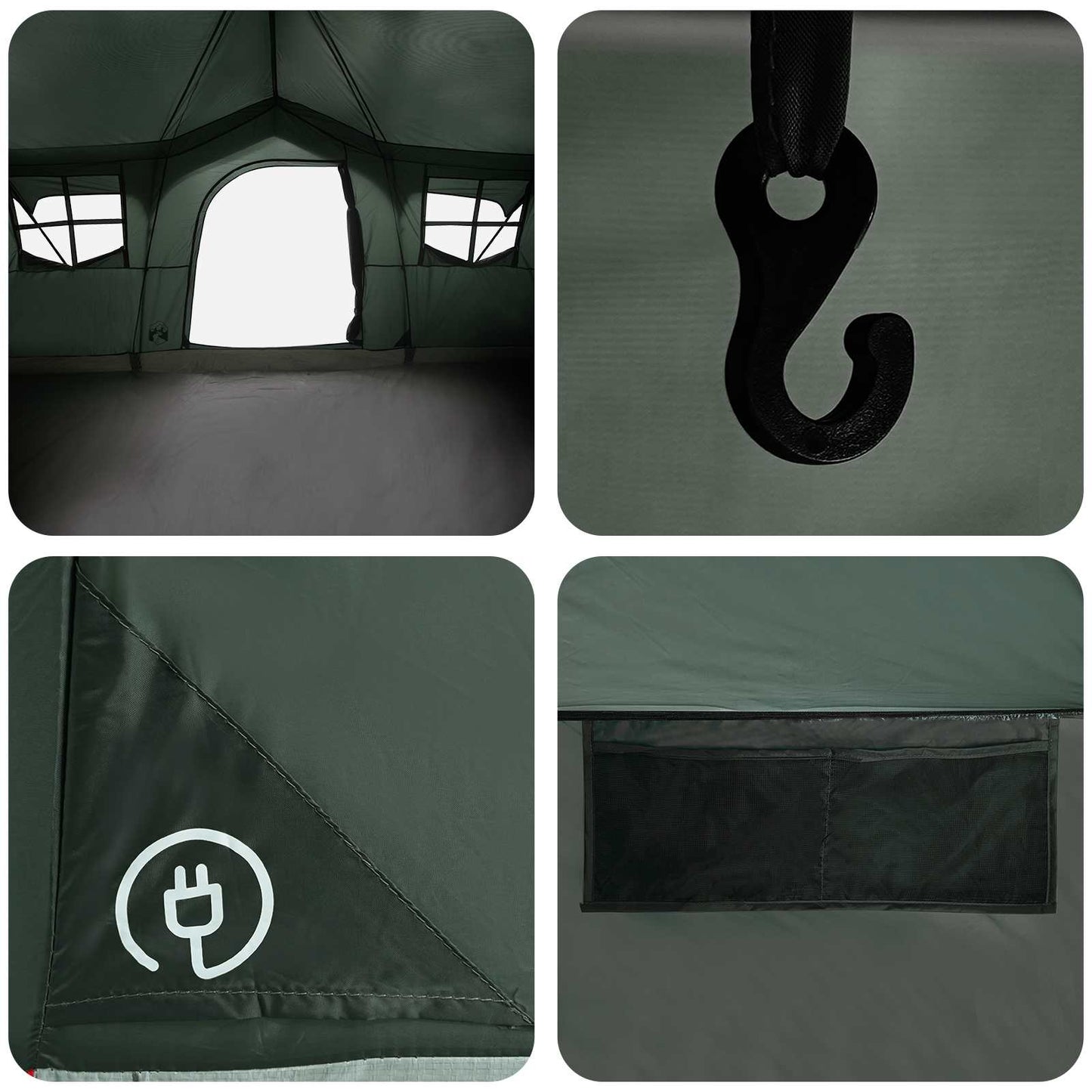 Family Tent Army Green 487 x 340 x 216 cm Polyester and Steel