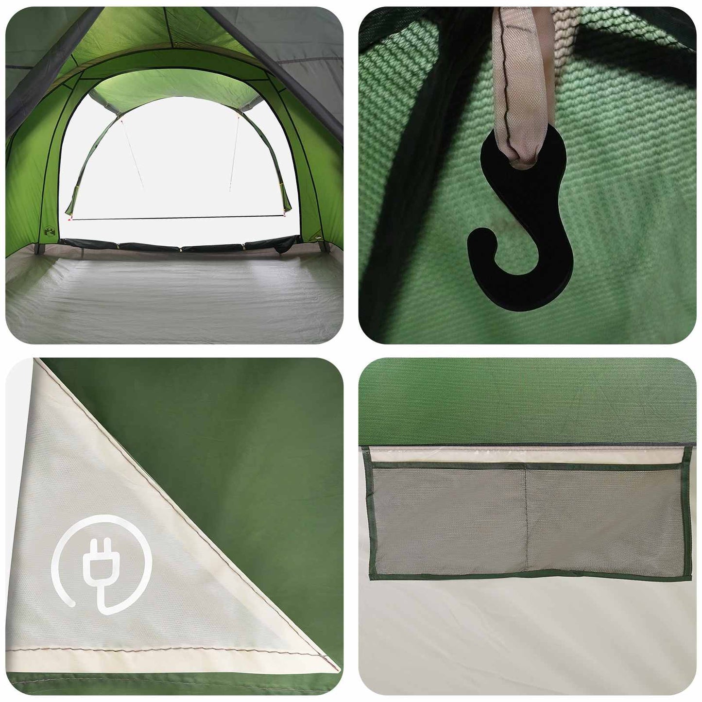 Tunnel Tent Green 370 x 275 x 210 cm Polyester and Steel