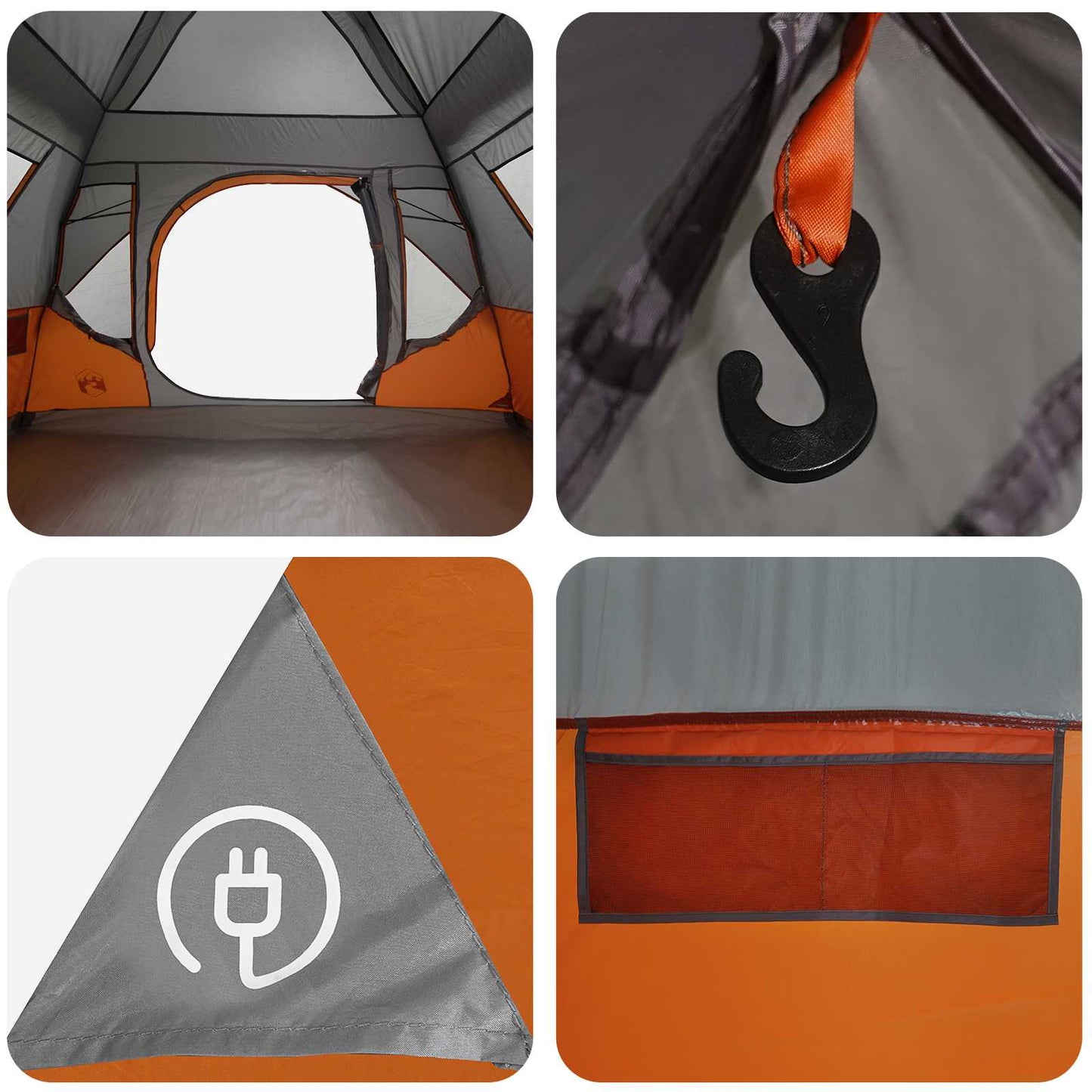 Instant Tent with Roof Grey and Orange 305 x 275 x 190 cm