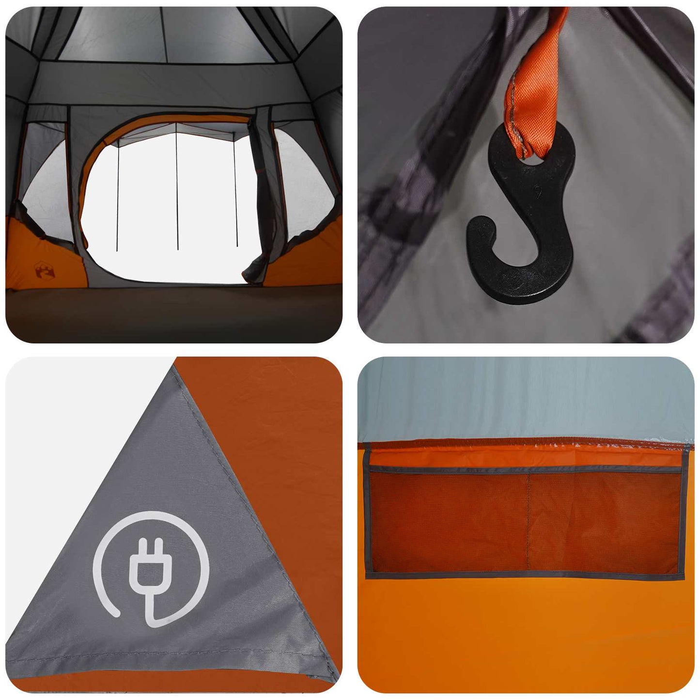 Family Tent with Roof Grey and Orange 305 x 275 x 190 cm