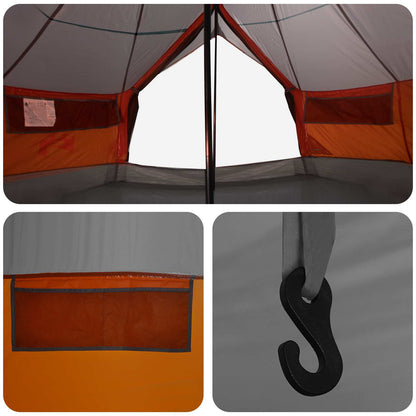 Tipi Tent with Roof Grey and Orange 700 x 700 x 395 cm