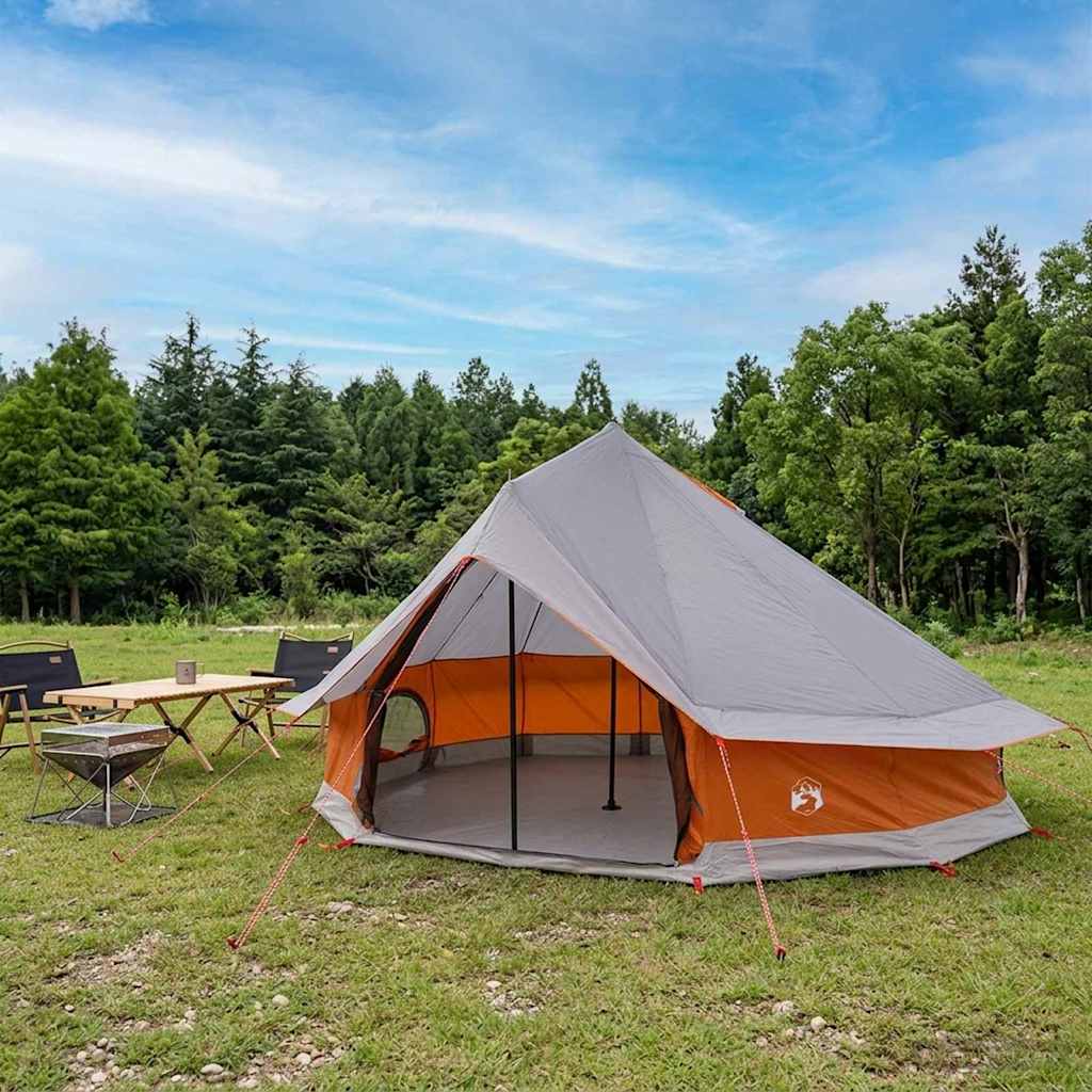 Tipi Tent with Roof Grey and Orange 700 x 700 x 395 cm