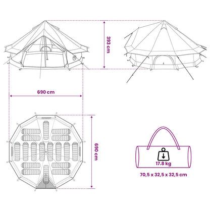 Tipi Tent Army Green 700 x 700 x 395 cm Polyester and Steel