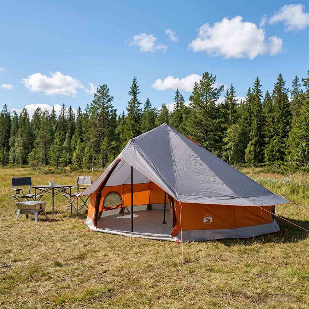 Tipi Tent with Roof Grey and Orange 800 x 800 x 430 cm