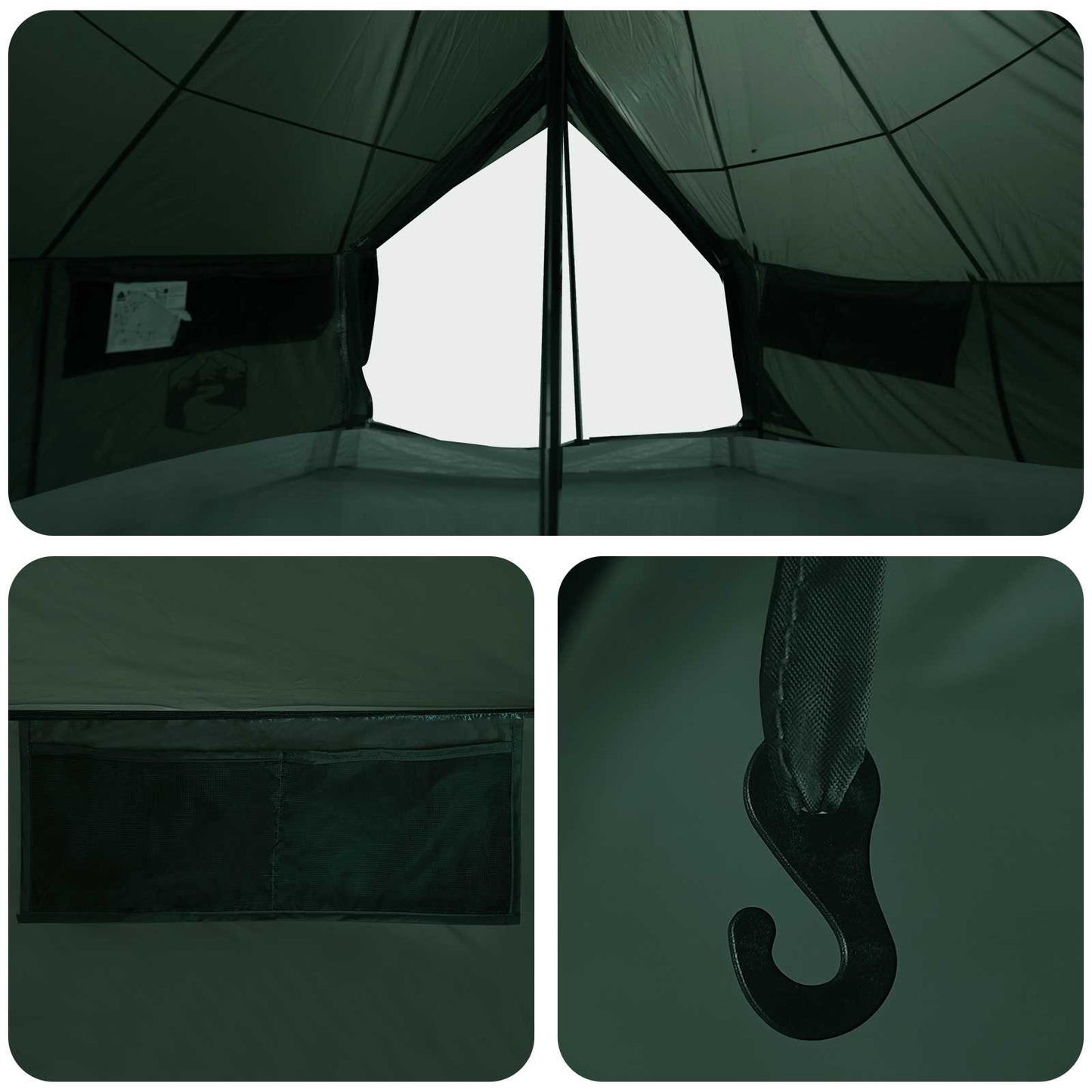 Tipi Tent Army Green 800 x 800 x 430 cm Polyester and Steel