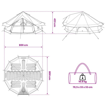 Tipi Tent Army Green 800 x 800 x 430 cm Polyester and Steel