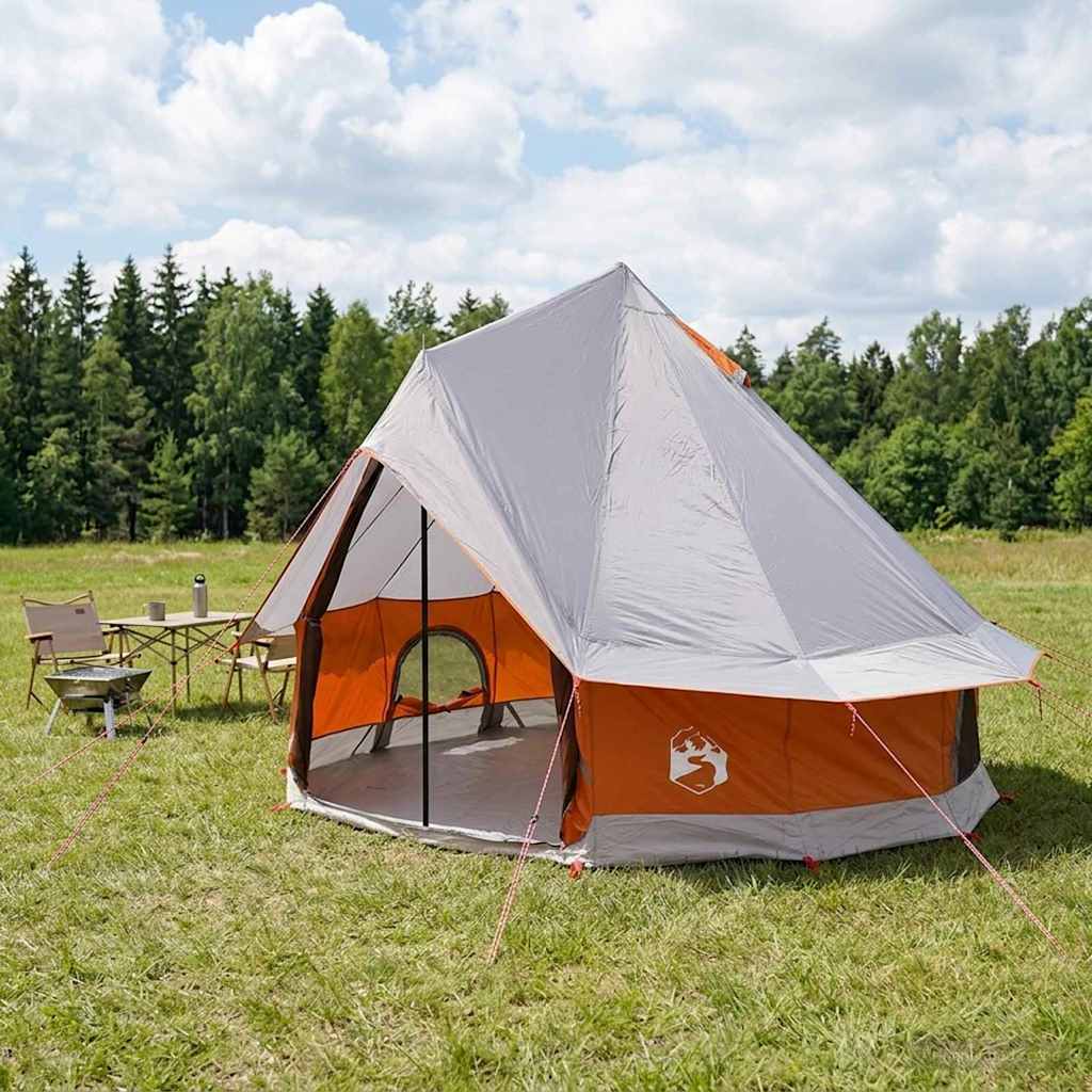 Tipi Tent Grey and Orange 250 x 250 cm Polyester and Steel
