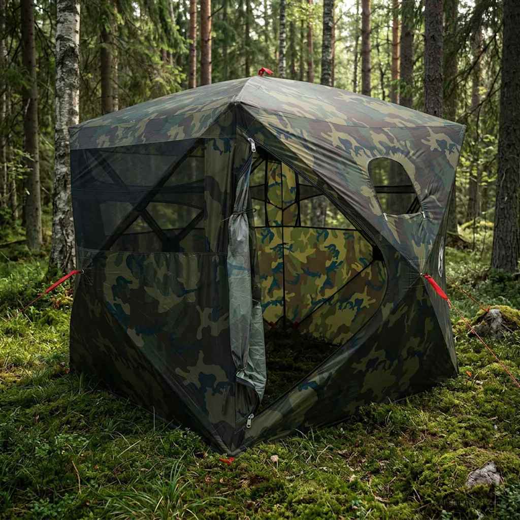 Hunting Tent Camouflage 143 x 143 x 165 cm Polyester and Steel