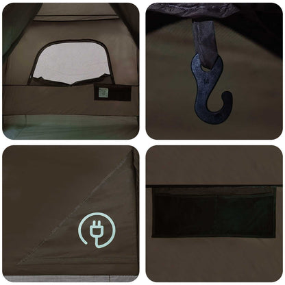 Family Tent with Roof Brown Grey 320 x 210 x 180 cm Polyester