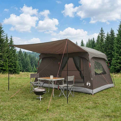 Family Tent with Roof Brown Grey 320 x 210 x 180 cm Polyester