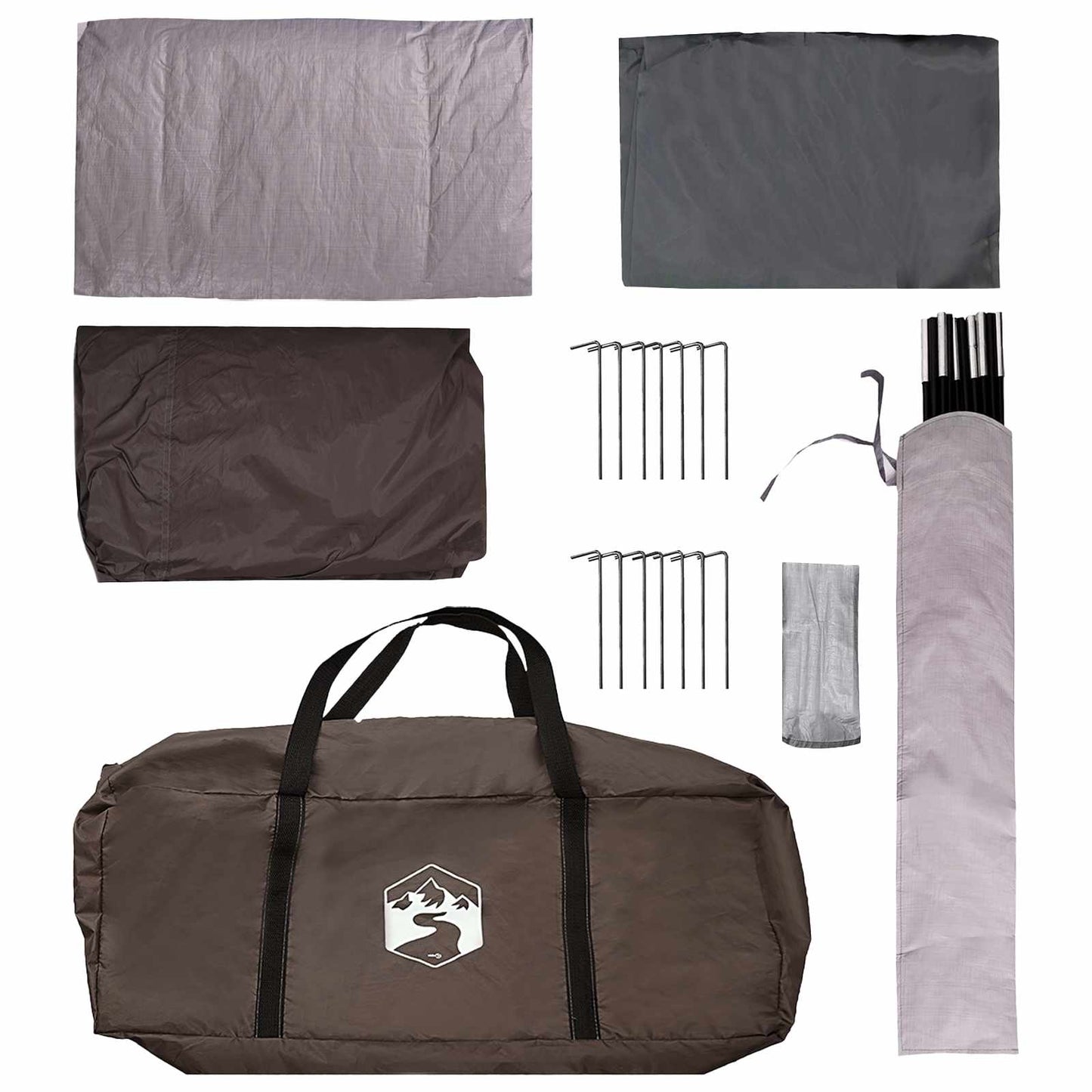 Family Tent with Roof Brown Grey 380 x 260 x 190 cm Polyester