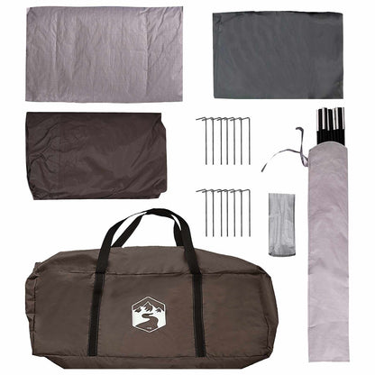 Family Tent with Roof Brown Grey 380 x 260 x 190 cm Polyester
