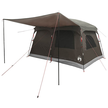 Family Tent with Roof Brown Grey 380 x 260 x 190 cm Polyester