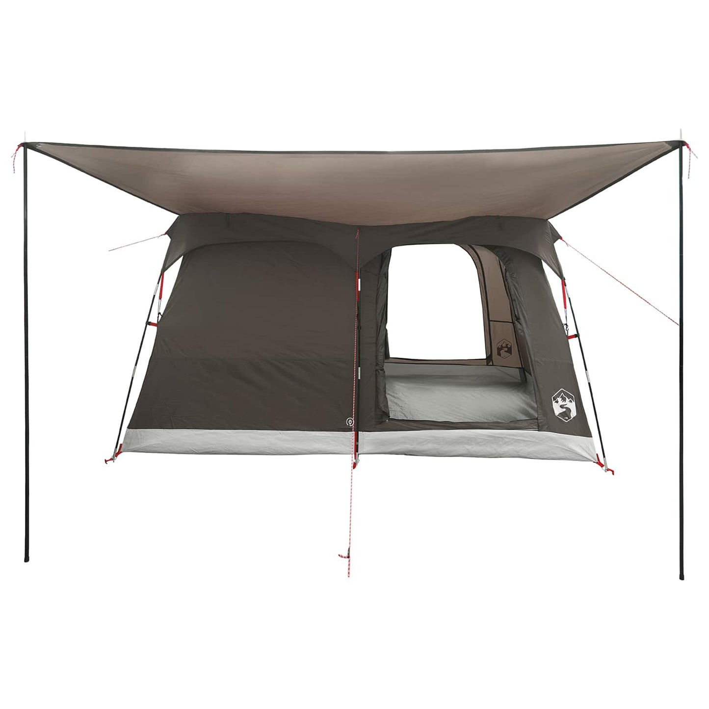 Family Tent with Roof Brown Grey 380 x 260 x 190 cm Polyester