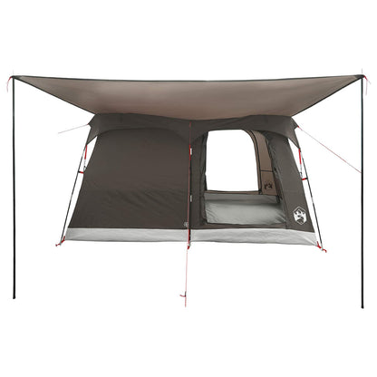 Family Tent with Roof Brown Grey 380 x 260 x 190 cm Polyester