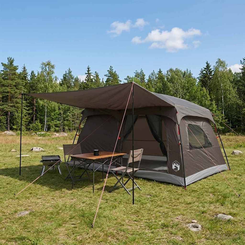 Family Tent Brown Grey 420 x 305 x 200 cm Polyester and Steel