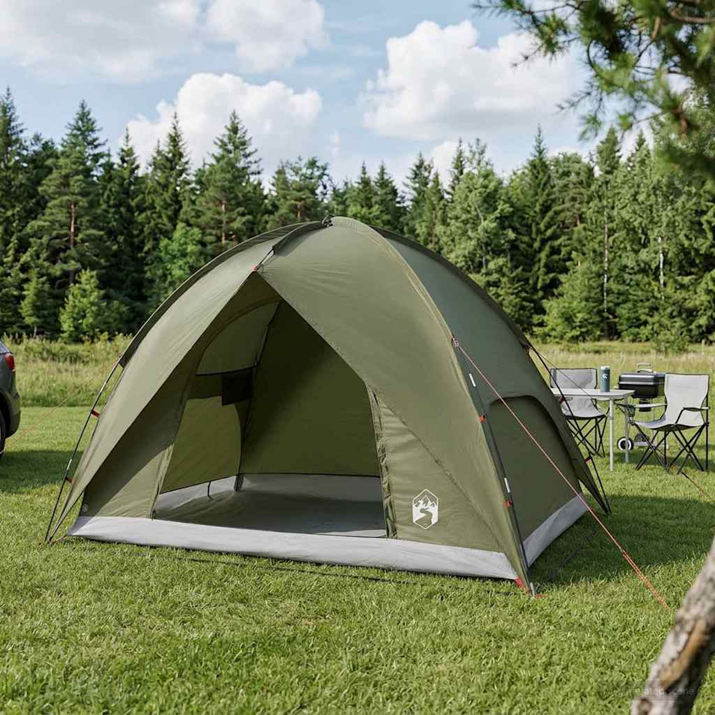 Camping Tent with Rainfly Water-resistant Dome Olive Green