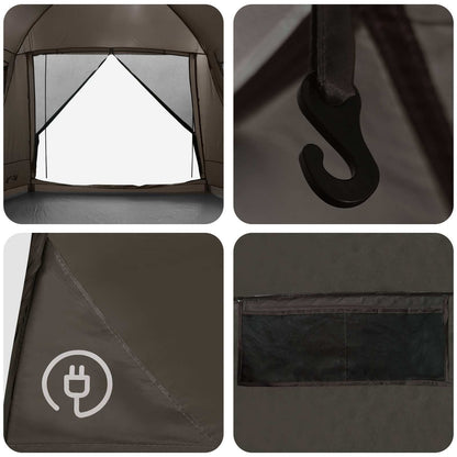 Cabin Tent with Roof Brown grey 12-Person Polyester and Steel