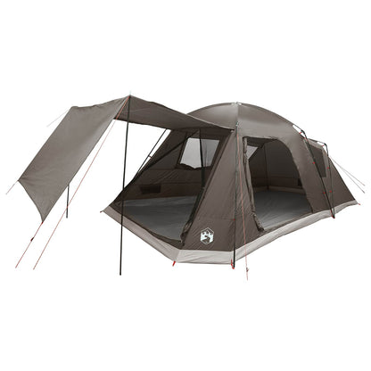 Cabin Tent with Roof Brown grey 12-Person Polyester and Steel