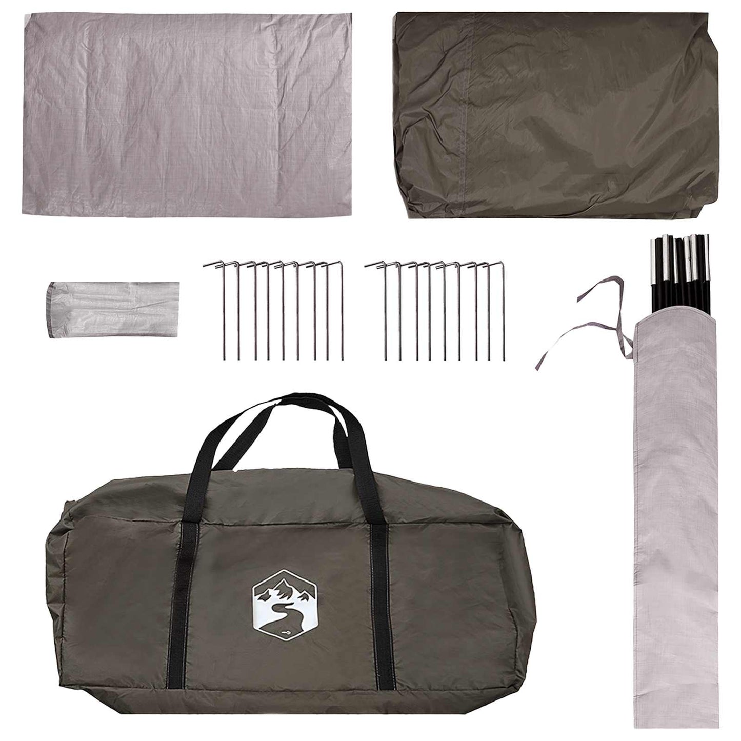 Cabin Tent with Roof Brown grey 8-Person Polyester and Steel