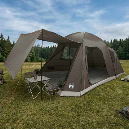 Cabin Tent with Roof Brown grey 8-Person Polyester and Steel