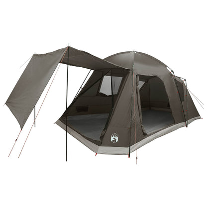 Cabin Tent with Roof Brown grey 8-Person Polyester and Steel