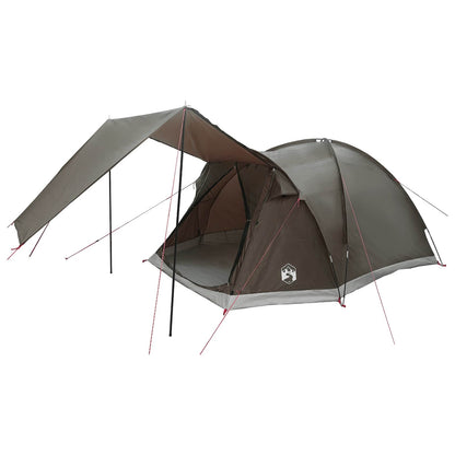 Cabin Tent with Roof Brown grey 4-Person Polyester and Steel