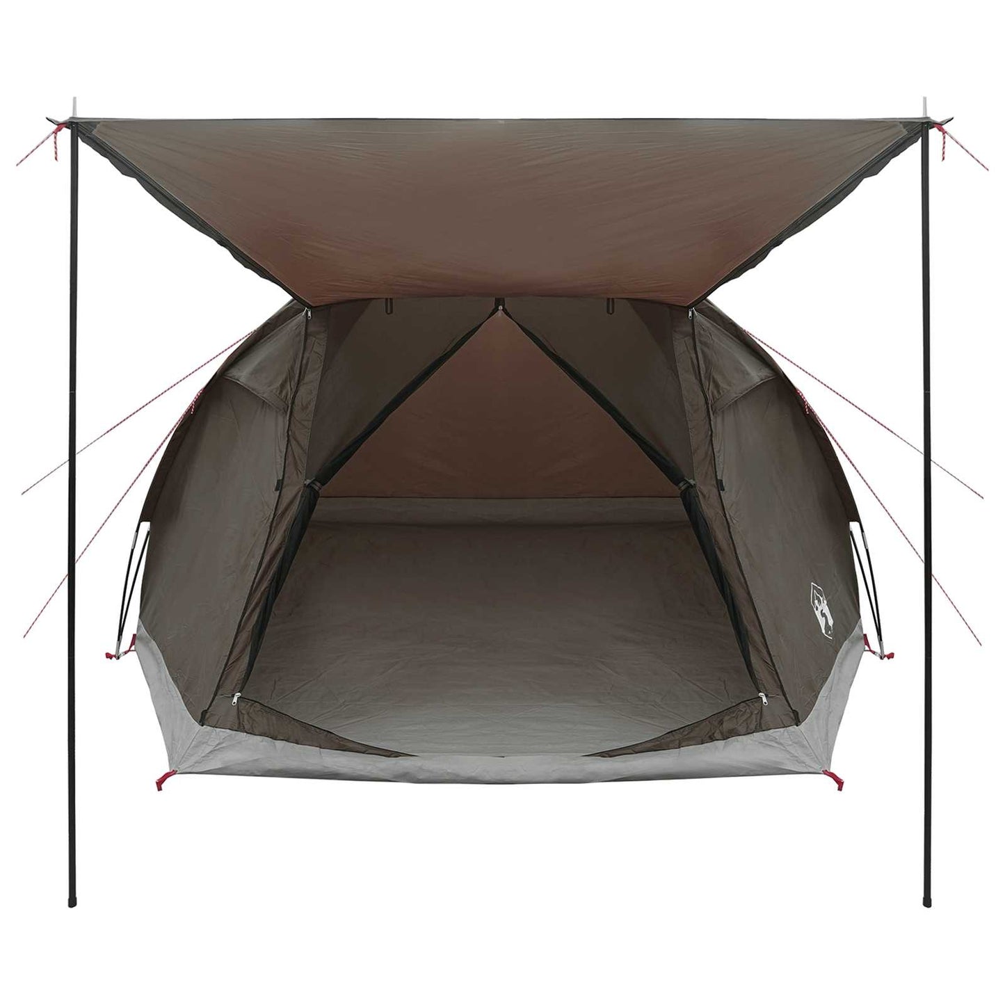 Cabin Tent with Roof Brown grey 4-Person Polyester and Steel