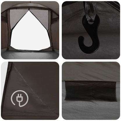 Cabin Tent with Roof Brown grey 6-Person Polyester and Steel